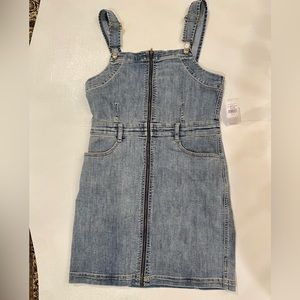 NWT American Eagle Women's Blue Denim Overall Dress Size 10